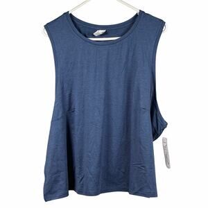 Xersion Tank Top Women's 2X High Neck Blue Athletic Activewear Quick-Dri NEW